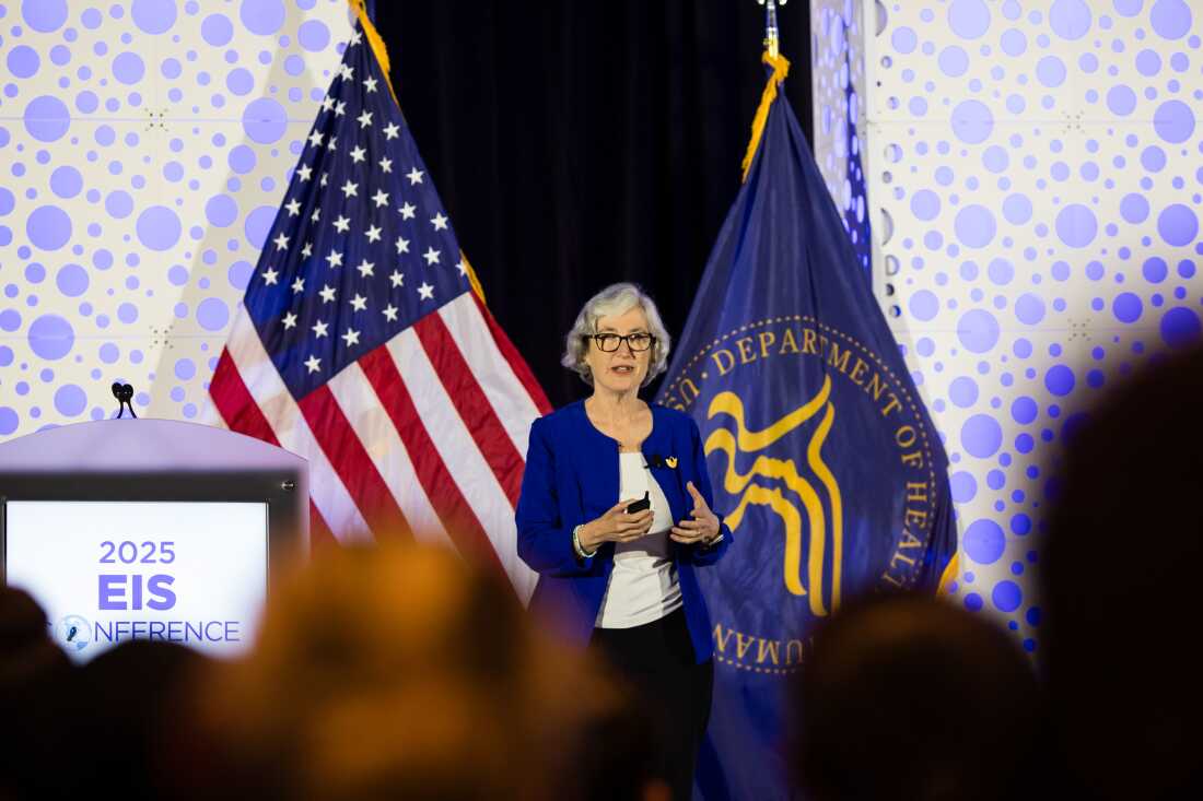Dr. Anne Schuchat, former acting director at CDC, gives a lecture at a conference celebrating the work of the agency’s disease detectives in April, 2025.